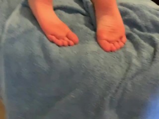 Tickling and cumming on girlfriends tiny feet