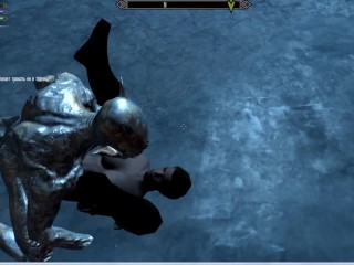 Iron statue hard fuck girl in Skyrim porn game