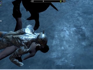 Iron statue hard fuck girl in Skyrim porn game