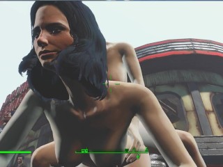 Lesbian sex right on the road to the village | fallout 4 vault girls