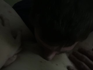 Daddy got off work and dived straight in to eating pussy