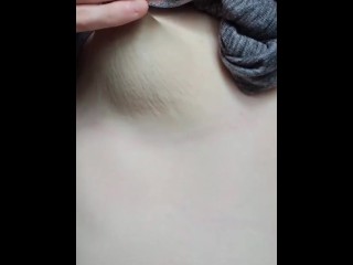 Sexy milf squirting breastmilk onto mirror, beautiful big nipples