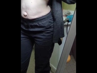 Sexy milf squirting breastmilk onto mirror, beautiful big nipples