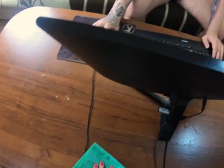 StepSister Stuck Under the Table and Guy Sensual Fucking - Cum Inside