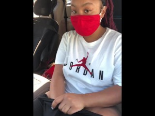 Ebony Try Not to Get Caught Masturbating in Parking Lot
