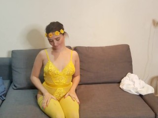 Pixiee Little strips after swallowing all of Chazzy's cum