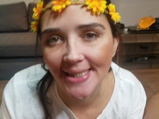 Pixiee Little strips after swallowing all of Chazzy's cum