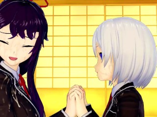 FUTA DATE A LIVE Kurumi X Tohka and Origami Tobiichi (3D HENTAI)