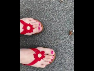 Breaking in sexy new flip flop sandals 