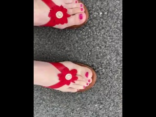 Breaking in sexy new flip flop sandals 