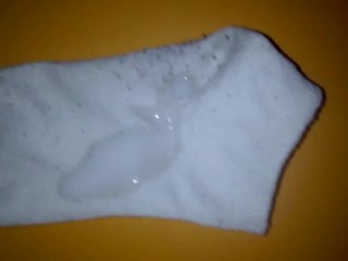 I cum on stepsister's white ankle socks