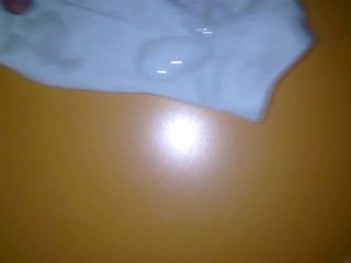I cum on stepsister's white ankle socks
