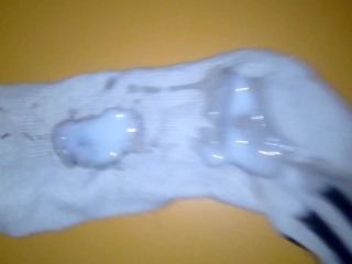 I cum on stepsister's white adidas  socks