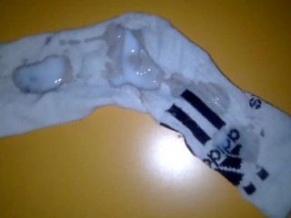 I cum on stepsister's white adidas  socks