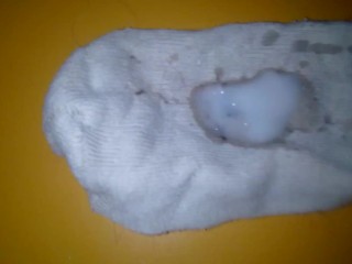 I cum on stepsister's white adidas  socks