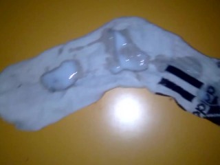 I cum on stepsister's white adidas  socks