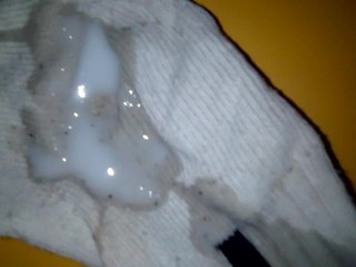 I cum on stepsister's white adidas  socks