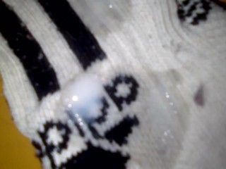 I cum on stepsister's white adidas  socks