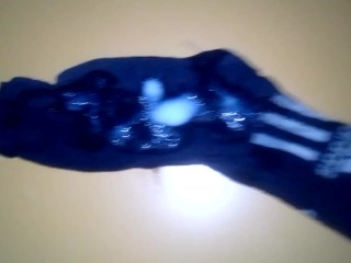 I cum on stepsister's adidas socks