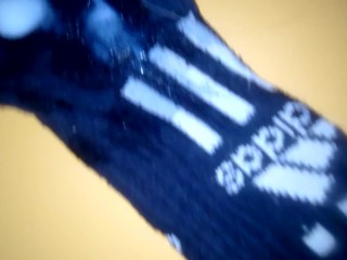 I cum on stepsister's adidas socks