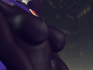 Futa Starfire and Blackfire Spitroast Raven and Sit on her Face