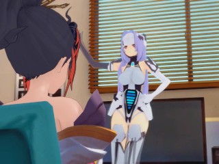 Super Robot Wars Xenosaga Hentai 3D (Lesbian) - Kaguya Nanbu x KOS-MOS