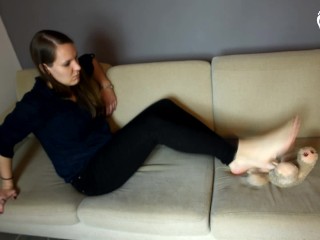 Foot smothering and trampling teddy bear (czech soles, foot domination, femdom, bare feet)