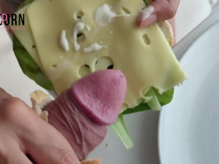 CUM ON MY CHEESE SANDWICH | my meal need protein | MAYO is FINISH STEP SISTER MILKS ME | FOOD PLAY