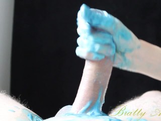 OMG!! she gives me a blue cock, extreme sloppy, edging and teasing handjob with huge cumshot