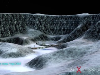 Sci-fi female android fucks a horny girl with a strapon in the spacecraft