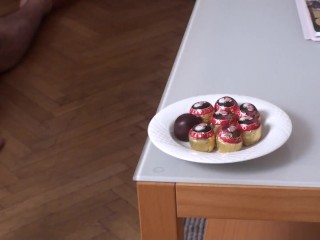 humiliation with pralines from her ass and pissing