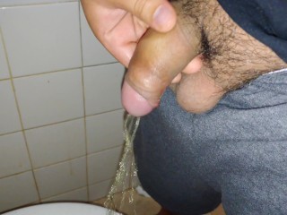 Horny Virgin Latino Cant Help But Cum After Taking A Piss