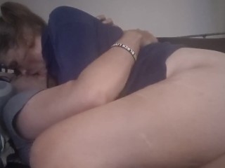 Button Makes My Cock Shiny and Wet As She Pulls the Cum from Me (With Amazon and Nursing)