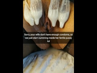 We ran out of condoms, so the guys decided cum deep inside my wife fertile pussy![Cuckold.Snapchat]