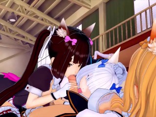 FUTA NEKOPARA MAPLE X CHOCOLA AND VANILLA (3D HENTAI)