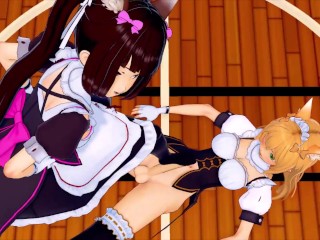 FUTA NEKOPARA MAPLE X CHOCOLA AND VANILLA (3D HENTAI)