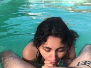 Horny girl begs for dick in the pool