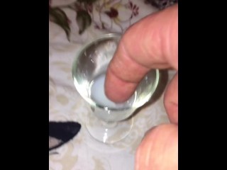 Playing with my cumshot in the glass before I pour it all into my mouth & swallow