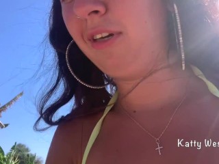 Crazy girl pee on a public beach right in her panties. Wet her panties and went to sunbathe