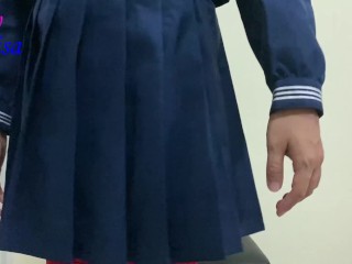 SisK on Sailor Uniform Wearing Anal Plug 