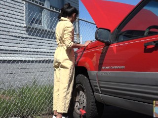 Stuck Fetish on Labor Day - Viva Athena gets stuck in a truck.