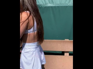 Brunette Babe Abbie Maley Public Sex on Tennis Court