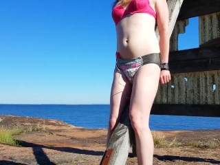 Tied to a Post with Pull Up Diapers and Vibrator