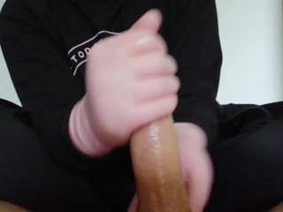 I love wearing my pink gloves if i help my stepdad relax