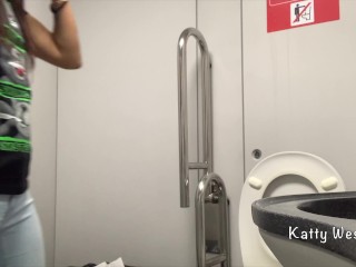 Extreme on the train. Teen girl took off her panties and pee in public