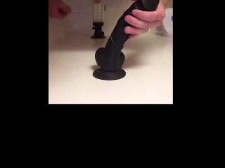 (custom video, edited) Horny married guy plays with fleshlight & Cums on dildo & sucks clean.