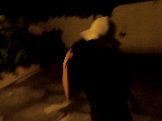 Naked night walk on the street. Public nudity. Hot teen MiaAmahl (preview)