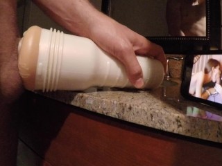 Fucking my Fleshlight while watching Pornhub endurance trainer