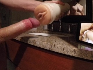 Fucking my Fleshlight while watching Pornhub endurance trainer