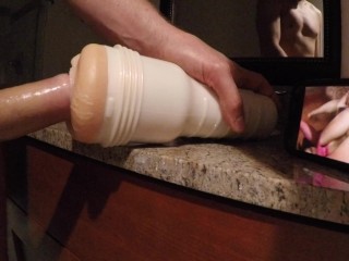 Fucking my Fleshlight while watching Pornhub endurance trainer